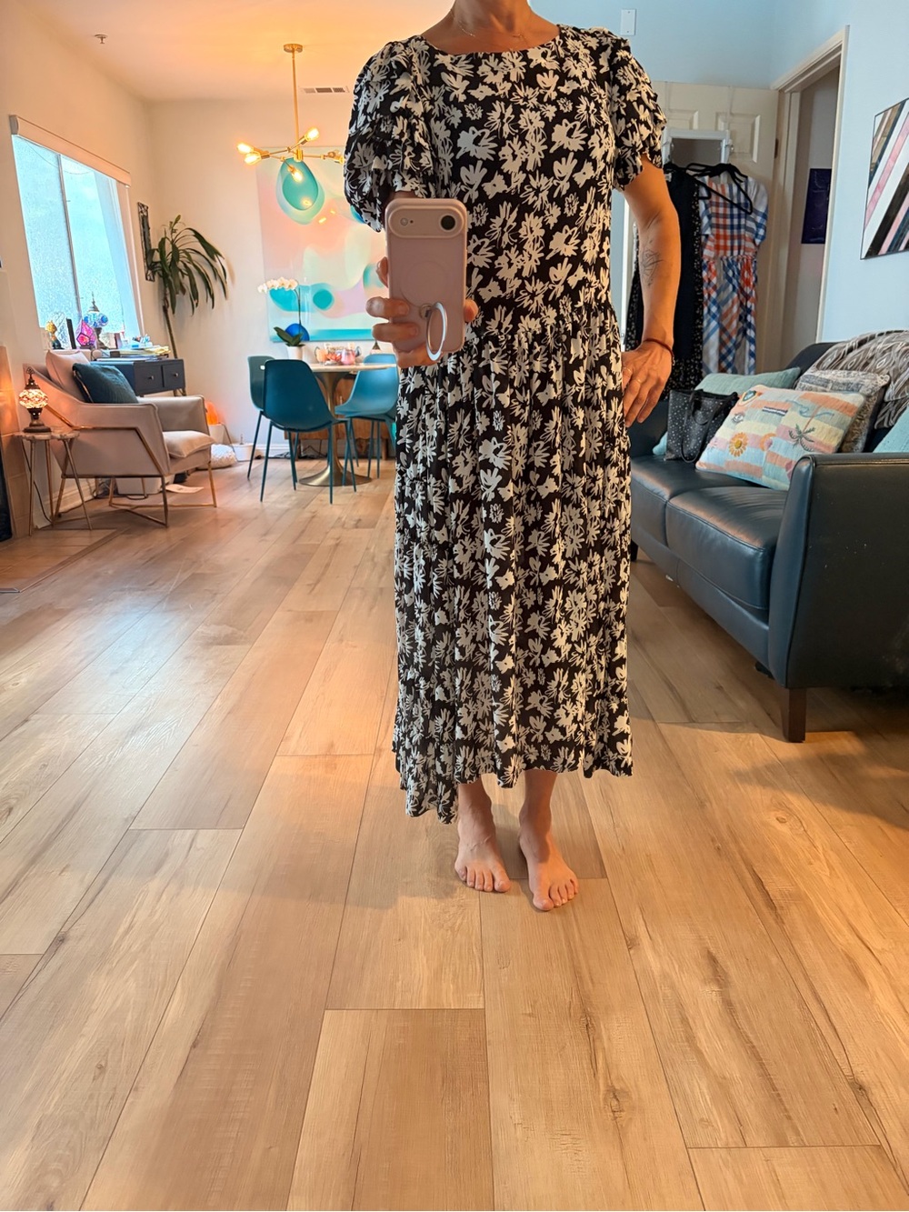 Comme des Garçons Comme des Garçons  Black and White Floral Midi Dress - Women